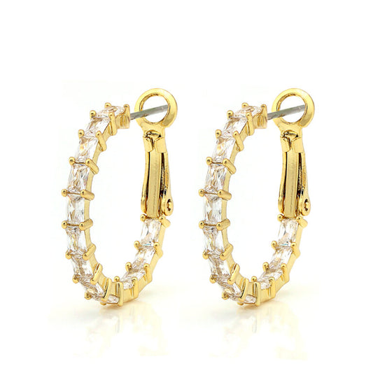 Baguette Pattern Hoop Earrings