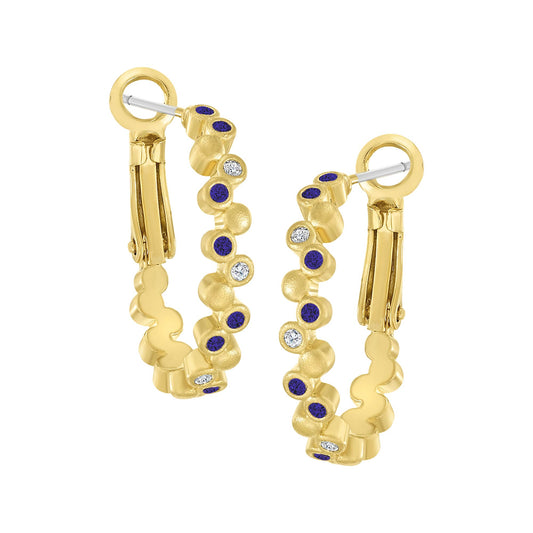 Fine Dotted Oval Huggie Earring