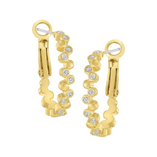 Fine Dotted Oval Huggie Earring