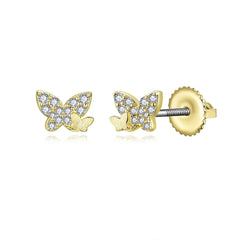 Screw Back Double Butterfly Studs