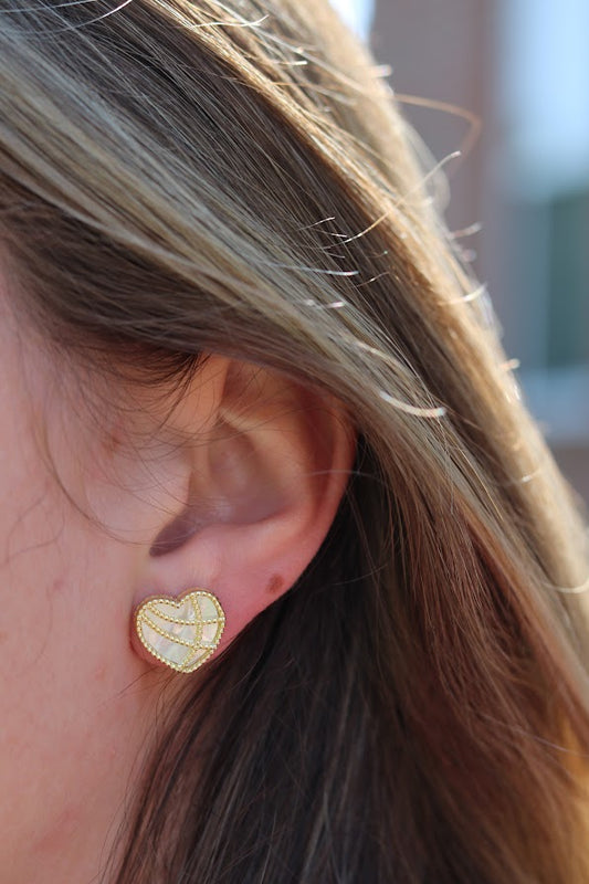 Lined Heart Studs