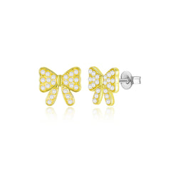 Pearl Bow Stud Earrings