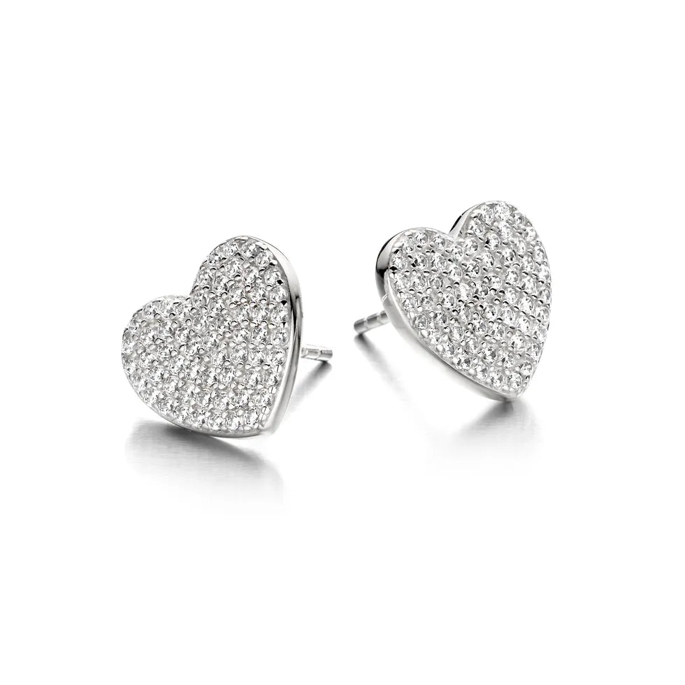 Classic Pave Heart Studs