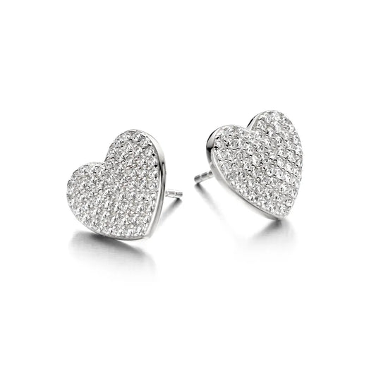 Classic Pave Heart Studs