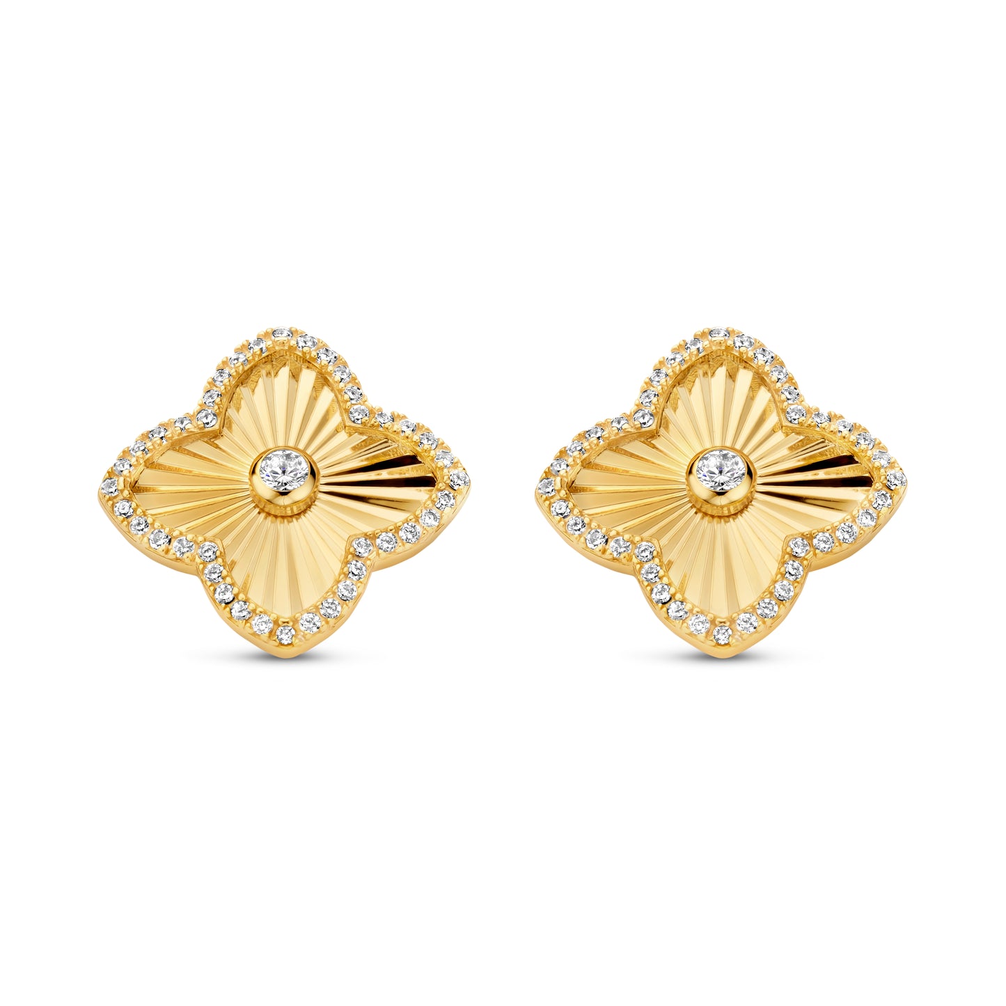 Unique Lined Clover Studs