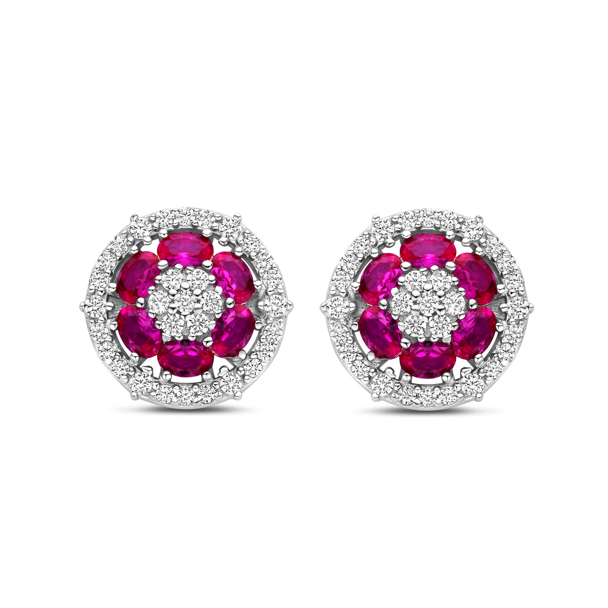 Petaled Jewel Stud Earrings