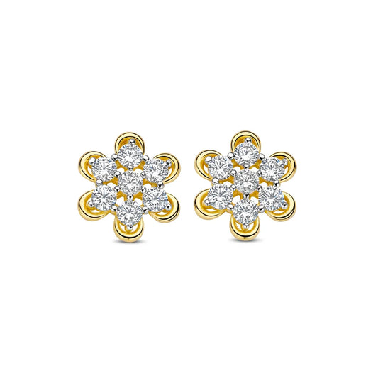 Gold Lined Floral Stud Earrings