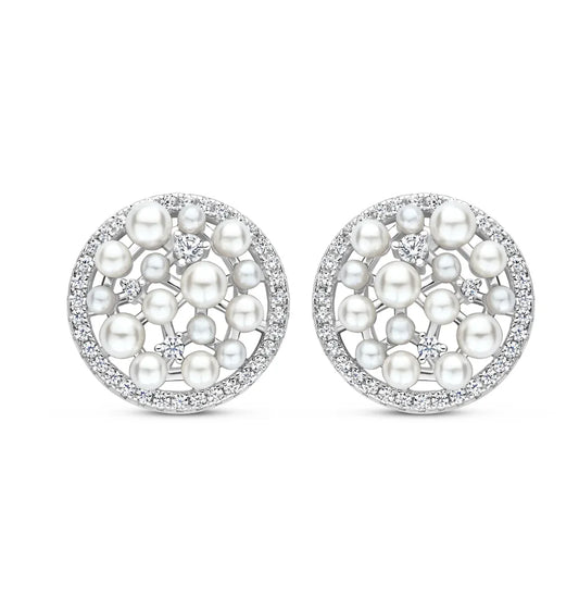 Circular Pearl Stud Earrings