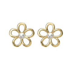 Open Loop Pearl Stud Earrings