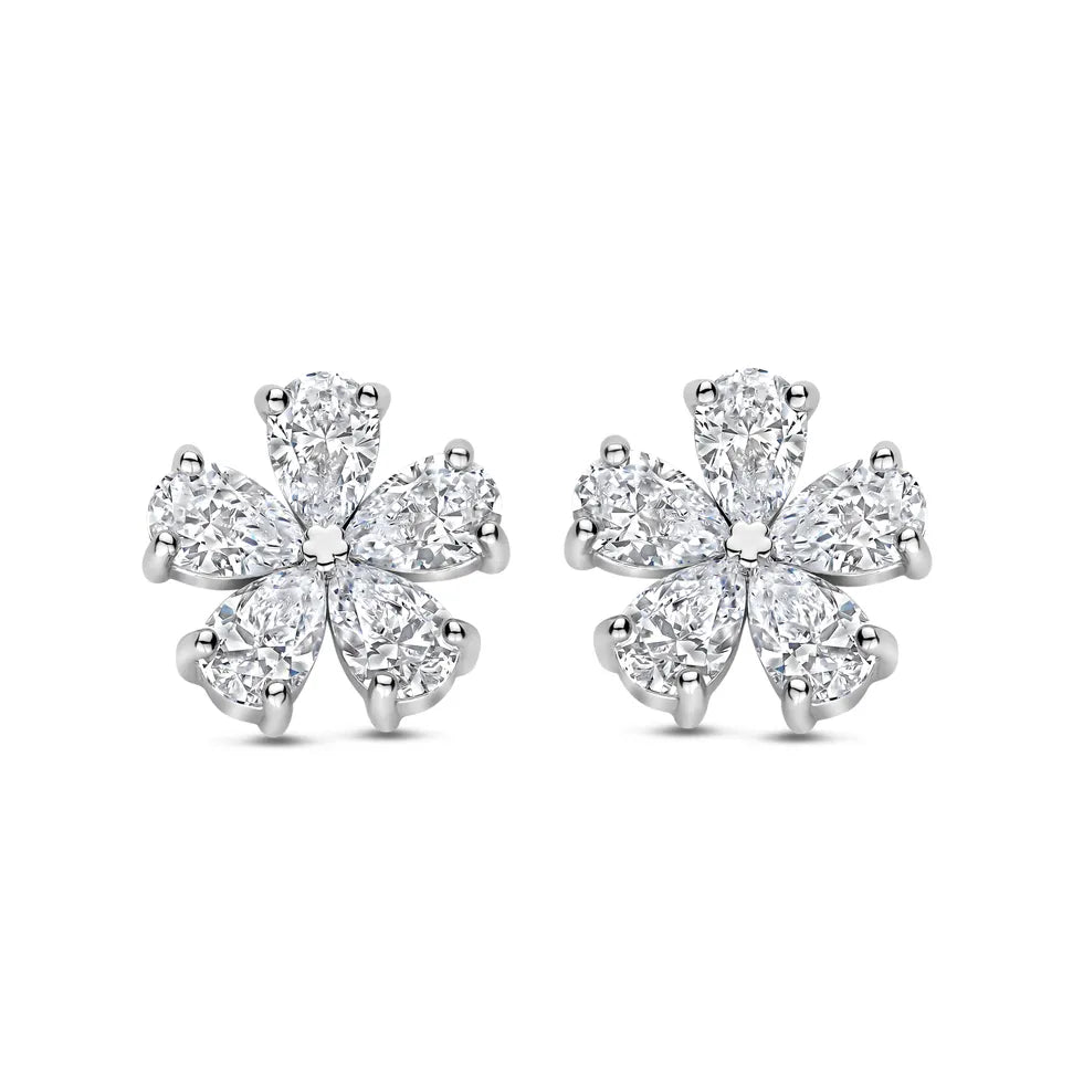Teardrop Floral Stud Earrings