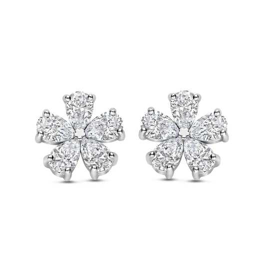 Teardrop Floral Stud Earrings