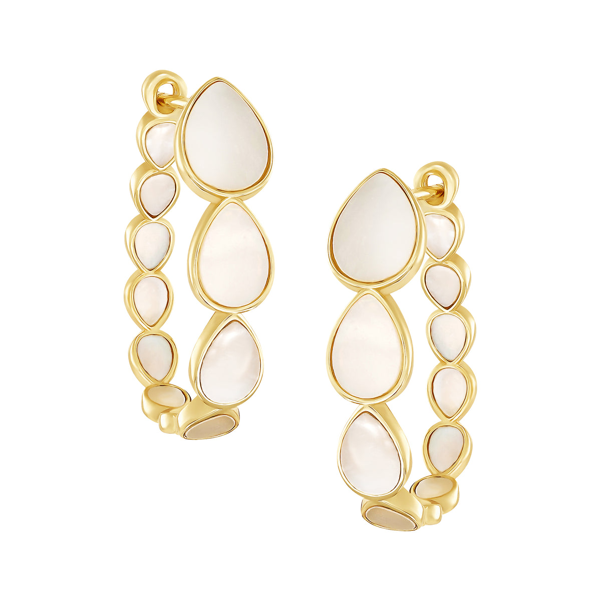 Mother of Pearl Teardrop Hoop Earrings