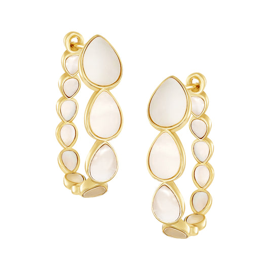 Mother of Pearl Teardrop Hoop Earrings