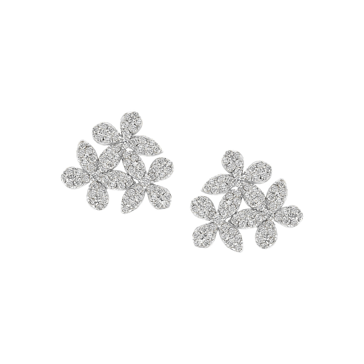 Triple Pave Floral Studs