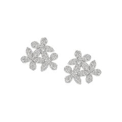 Triple Pave Floral Studs