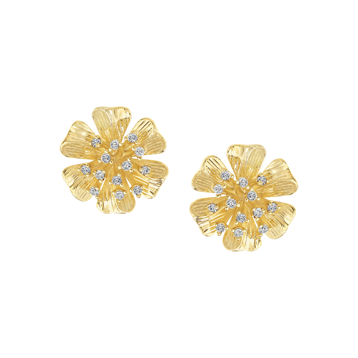 Textured Flower Sunburst Stud