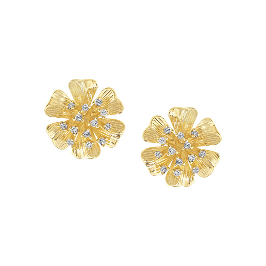 Textured Flower Sunburst Stud