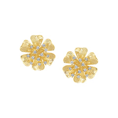 Textured Flower Sunburst Stud