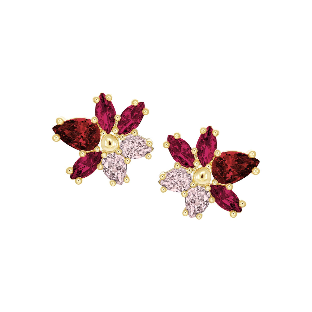Mixed Cut Floral Stud Earrings