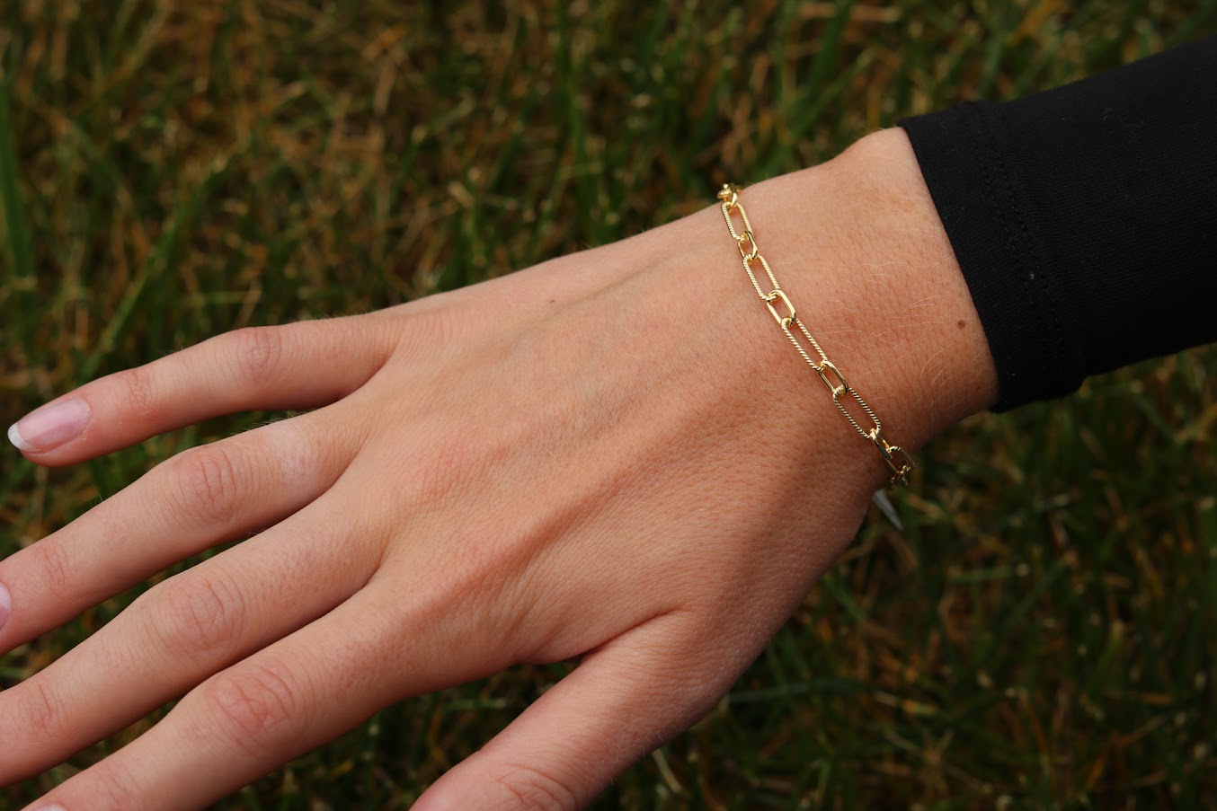 Textured Thin Link Bracelet