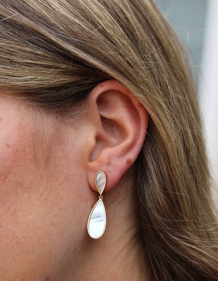 Double Mother Of Pearl Teardrop Earrings