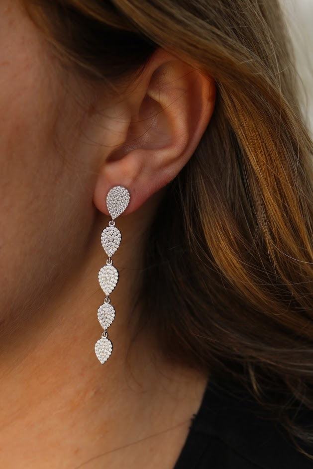 Pave Teardrop Drop Earrings