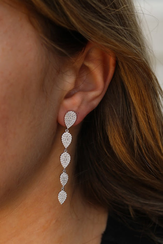 Pave Teardrop Drop Earrings