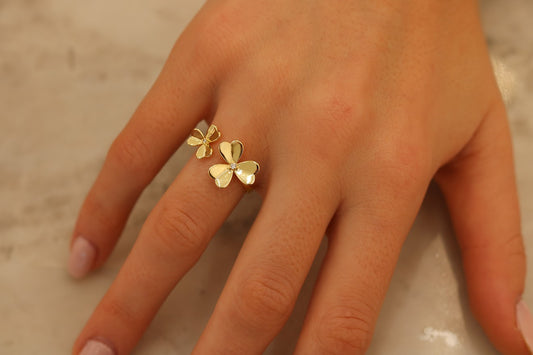 Shiny Double Floral Ring