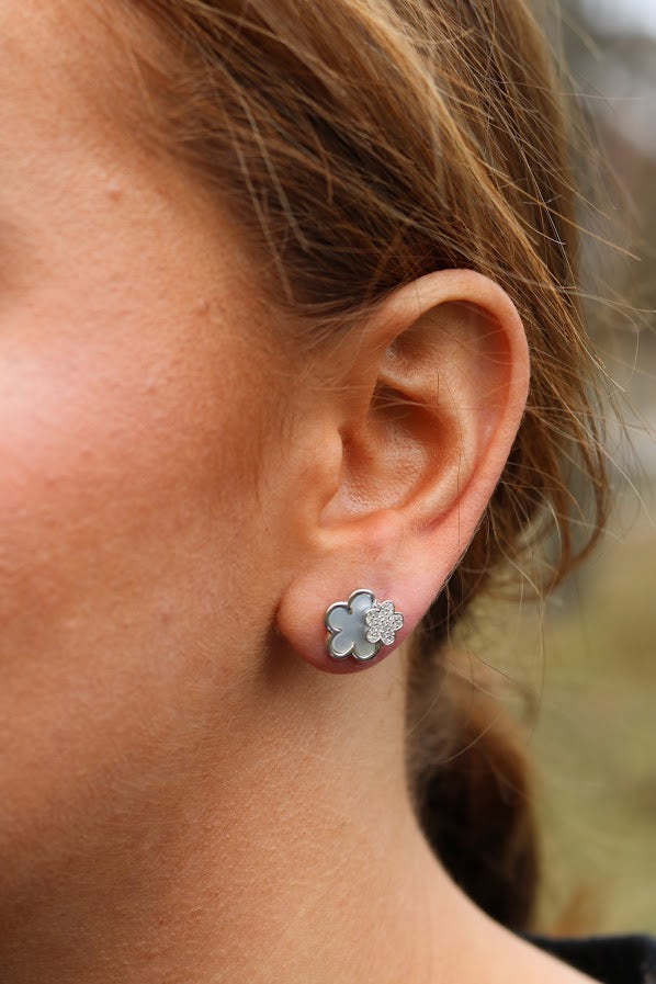 Double Floral Mother Of Pearl Studs