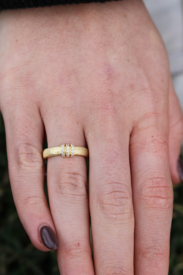 Lined Pave Ring