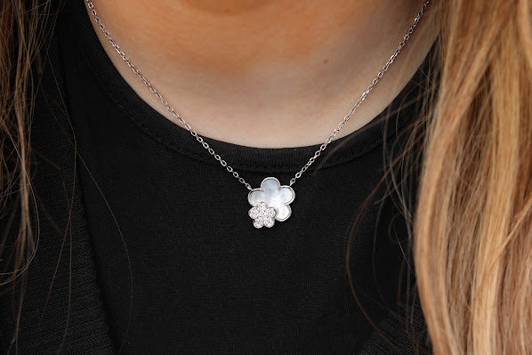 Double Floral Mother Of Pearl Necklace