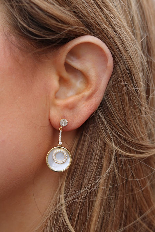 Gold Drop Circular Earrings
