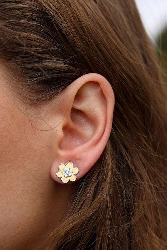 Small Inner Stone Floral Studs