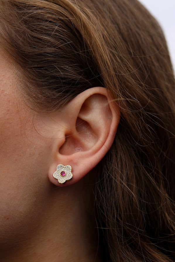 Classic Pave Floral Studs
