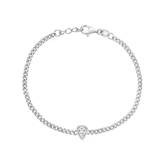 Bezel Teardrop Curb Chain Bracelet