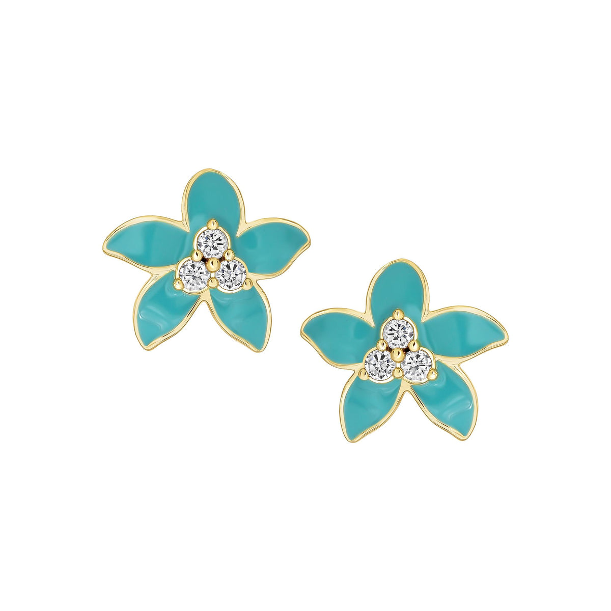 Enamel Pointy Flower Stud Earring