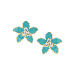 Enamel Pointy Flower Stud Earring