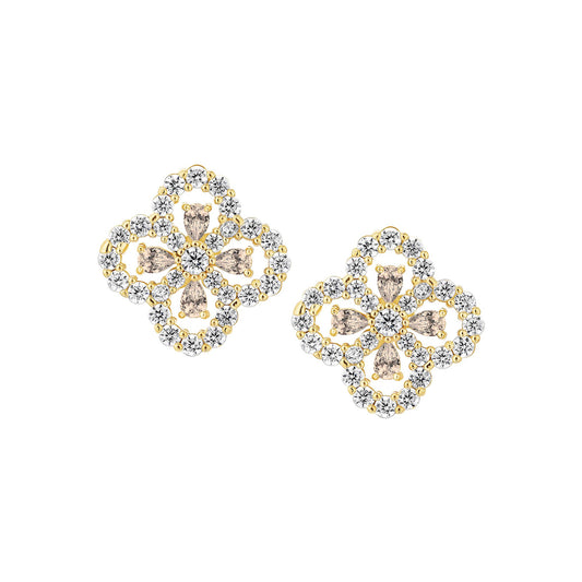 Four Stone Clover Stud Earring