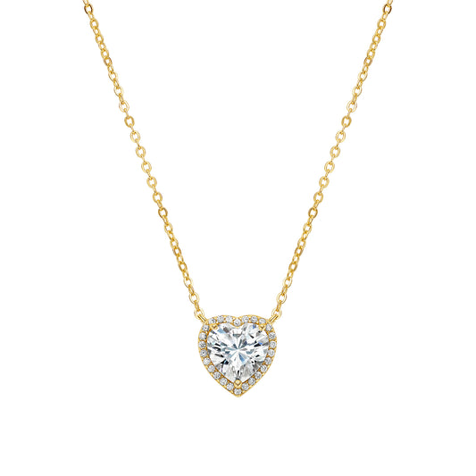 Heart Halo Solitaire Necklace