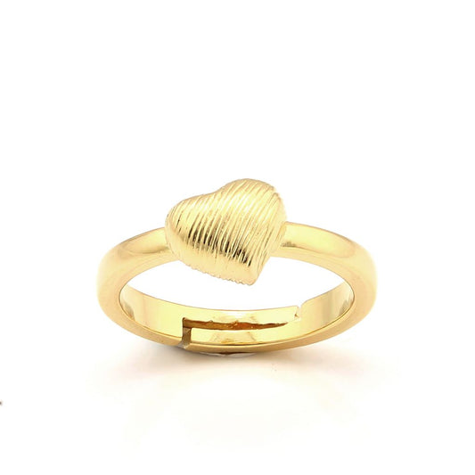 Slanted Brushed Gold Heart Ring