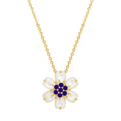 Puffed Mother-of-Pearl Flower Pendant