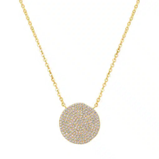 Pave Dented Circle Pendant