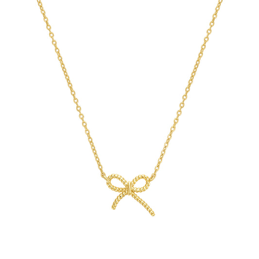 Ribbed Dainty Bowtie Necklace