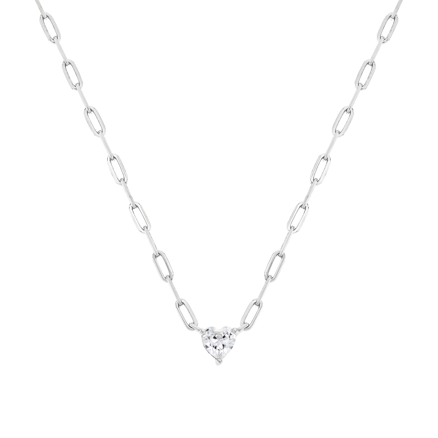 Link Heart Solitaire Necklace