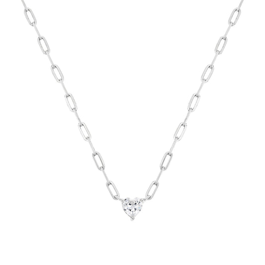 Link Heart Solitaire Necklace