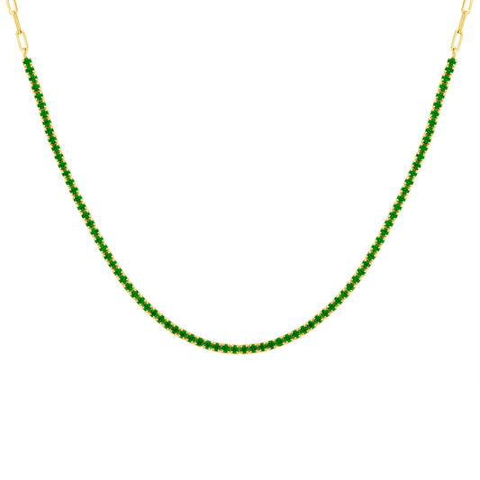 Half Tennis Half Link Necklace