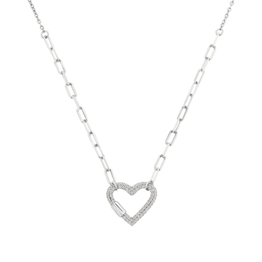 Pave Link Heart Necklace