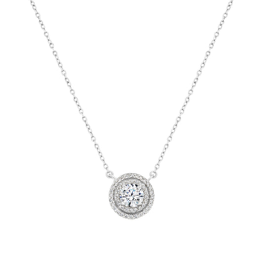 Double Halo Solitaire Necklace