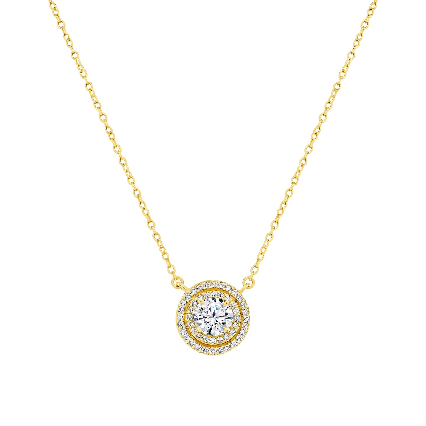 Double Halo Solitaire Necklace