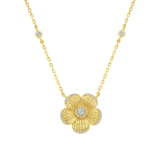 Gold Open Floral Necklace